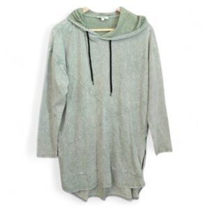 Umgee Green Mini Dress/Or long tunic Stone Washed Hoodie Sz M